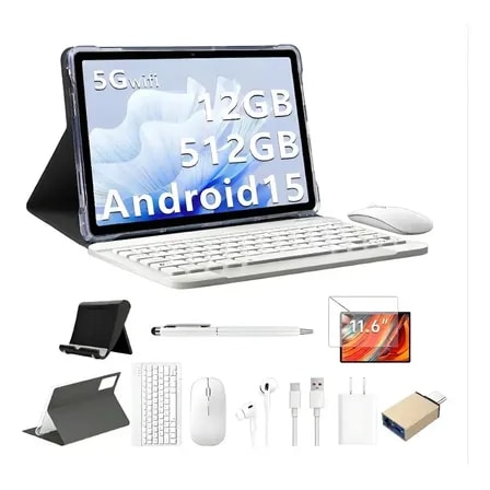 Imagem do Tablet Android 11 6 Polegadas Full Hd 12gb Ram 512gb 24mp 48mp Wifi 2 4 5g Com Capa E Teclado E Mouse Para Estudo E Trabalho Marca Hancdon Azul