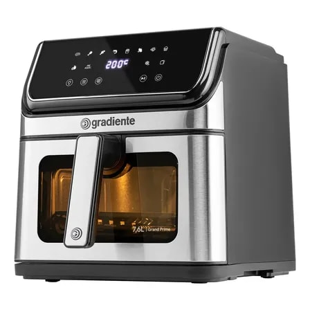 Imagem do Fritadeira Eletrica Sem Oleo Airfryer 7 6 Litros Grand Prime Gradiente Cesto Removivel Inox Com Timer Inox Com Preto 127v