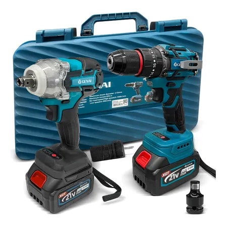 Imagem do Kit Parafasudeira Chave De Impacto 21v Portatil Recarregavel Azul Marinho Escolha 50hz 60hz