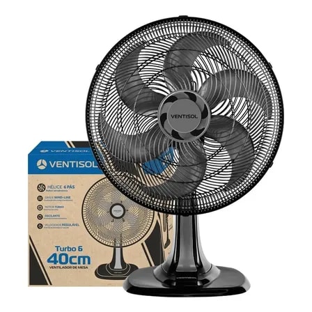 Imagem do Ventilador De Mesa Oscilante 40 Cm 6 Pas Turbo Preto Ventisol 60 Hz 220v Plastico