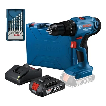 Imagem do Paraf Furadeira Impacto Gsb183 Li Bat 7 Brocas X Line Bosch Azul 127 220v 50 60hz