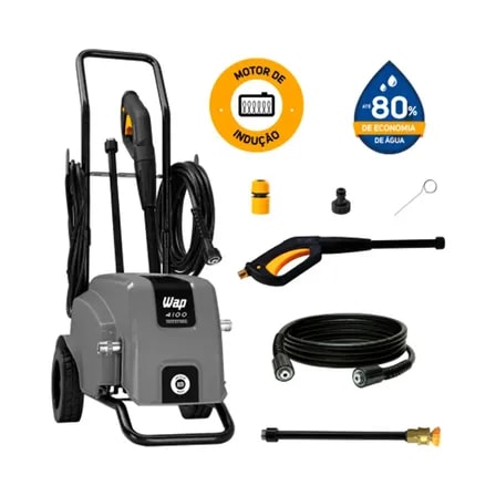 Imagem do Lavadora De Alta Pressao Profissional Wap 4100 W2 420l H Motor De Inducao 1650psi 1500w 127v Cinza 60 Hz