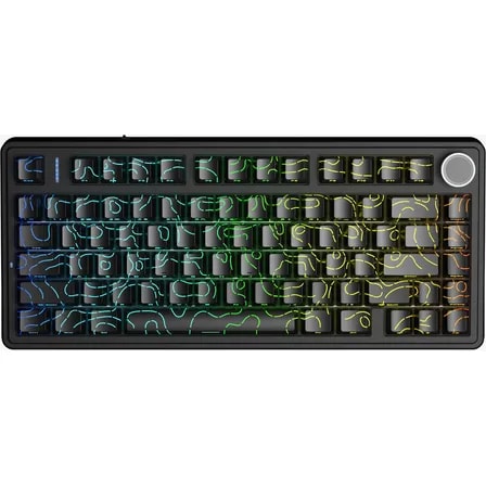 Imagem do Teclado Mecanico Aula F75 Preto Contorno Gamer 75 Sem Fio Tri Mode Bluetooth 2 4g Usb Rgb Hotswap Layout Us Toponeonx Ingles Us