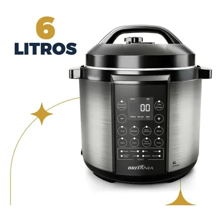 Imagem do Panela Pressao Britania Bpp06p Preto Com Inox