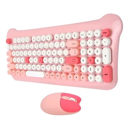 Imagem do Kit Teclado E Mouse Gatinho Cat Semi Mecanico Gamer Sem Fio