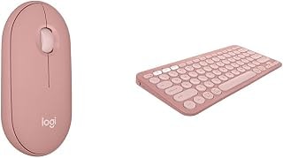 Imagem do Kit Mouse Sem Fio Logitech Pebble 2 M350s Rosa Teclado Sem Fio Logitech Pebble Keys 2 K380s Rosa