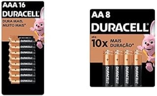 Imagem do Duracell Pilha Alcalina Aaa Palito Duracell Com 16 Unidades Pilha Alcalina Aa Pequena Duracell Com 8 Unidades