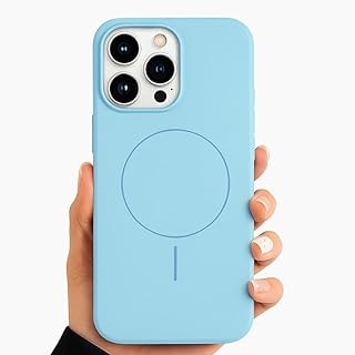 Imagem do Capinha Silicone Magnetica Para Iphone 11 12 13 14 15 16 17 Pro Max Azul Celeste Iphone 12