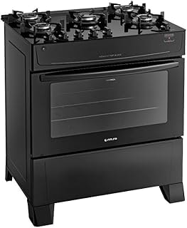 Imagem do Fogao Atlas 5 Bocas Preto Monaco Top Glass Com Acendimento Automatico Bivolt