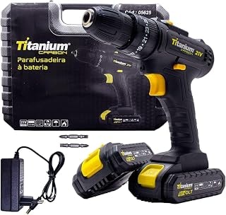 Imagem do Parafusadeira Furadeira 3 8 21v Bivolt C 2 Baterias Carbon Titanium 05625